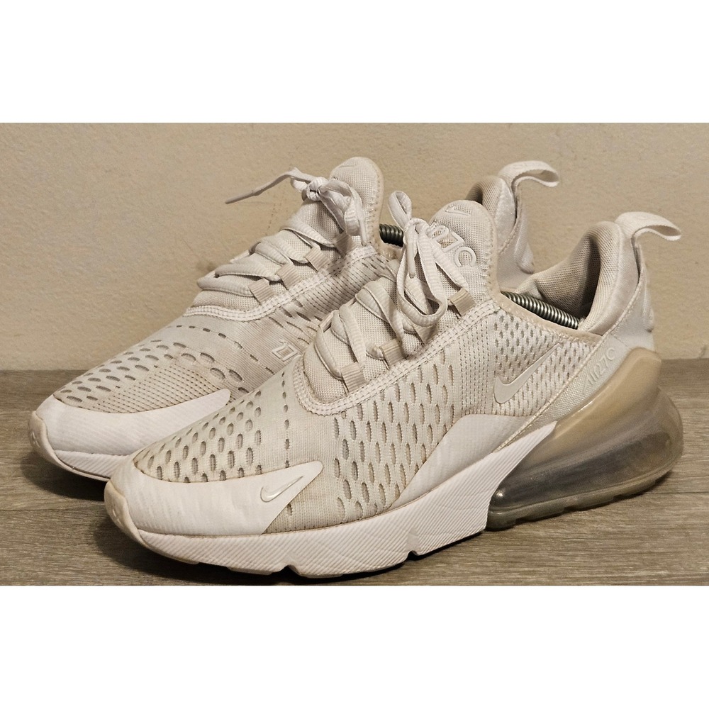Nike Air Max 270 White Sneakers 943345-103 Womens 7 / Kids 5.5Y Running Shoes